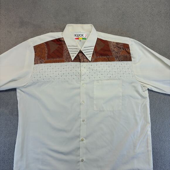 Vintage Klick Mens Western-Style Long-Sleeve Button-Up Shirt White XL Yoke Horse - Picture 10 of 12